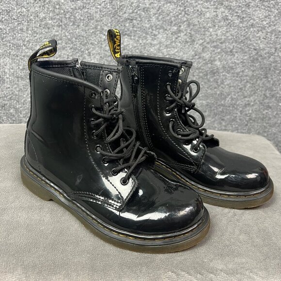 Dr. Martens KID Leather Lace Up Combat Boots size 3 ankle zipper JY004 - Picture 2 of 7
